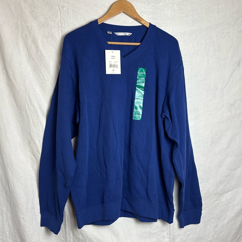NWT Cutter & Buck Blue V Neck Pullover Sz. XL